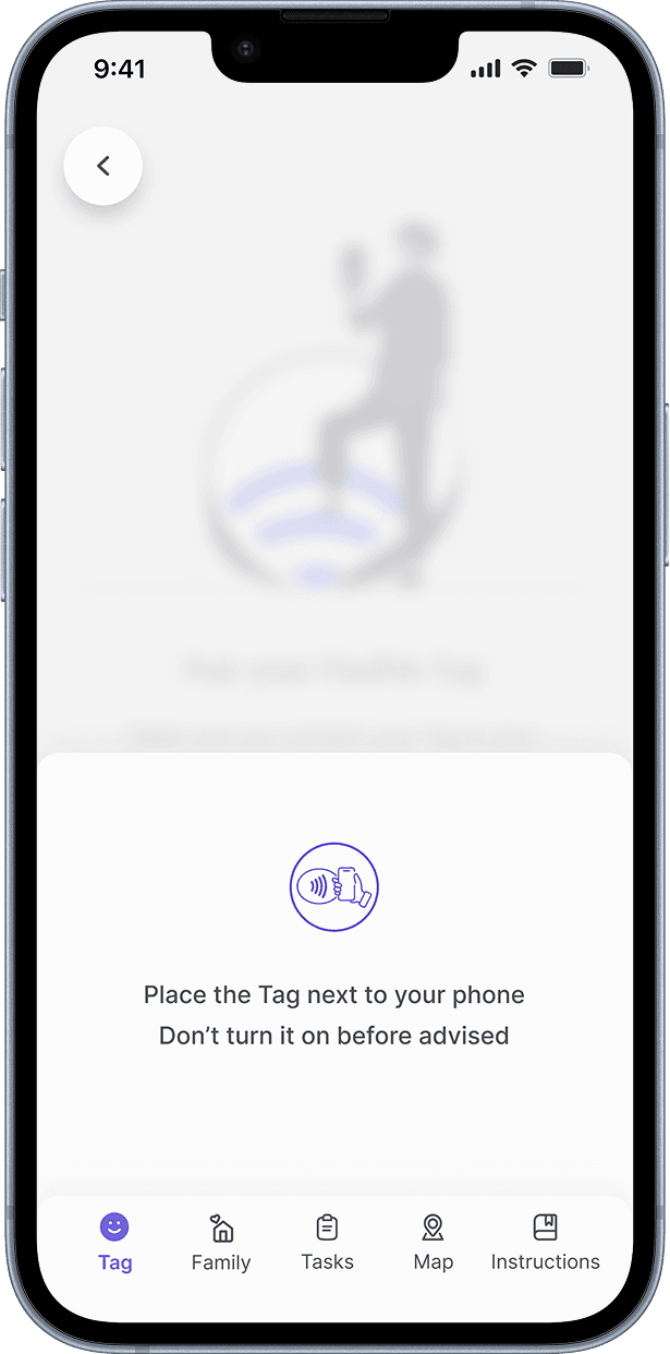 Civilian app — pair your tag, step 2.