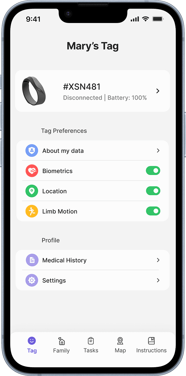 Civilian app — pair your tag, step 4.