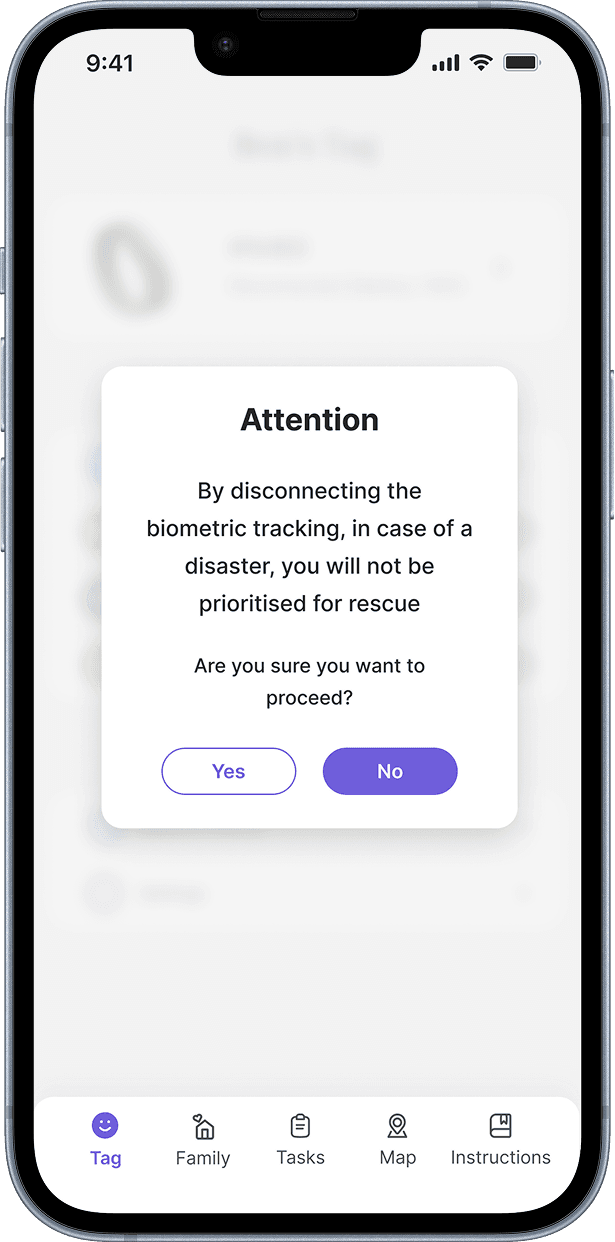 Civilian app — pair your tag, step 5.