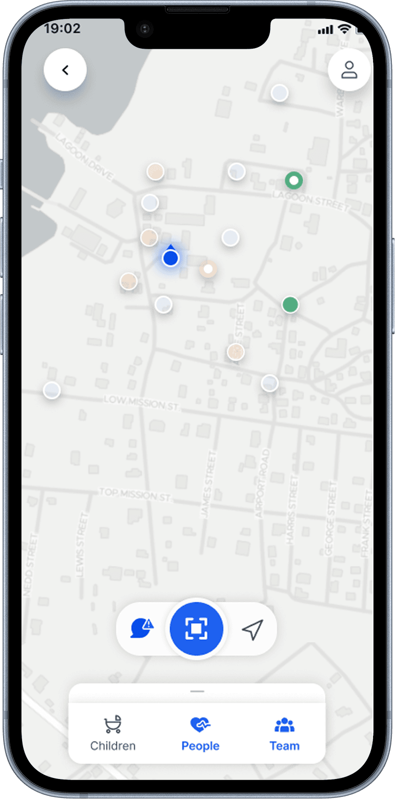 Family finder — map view.
