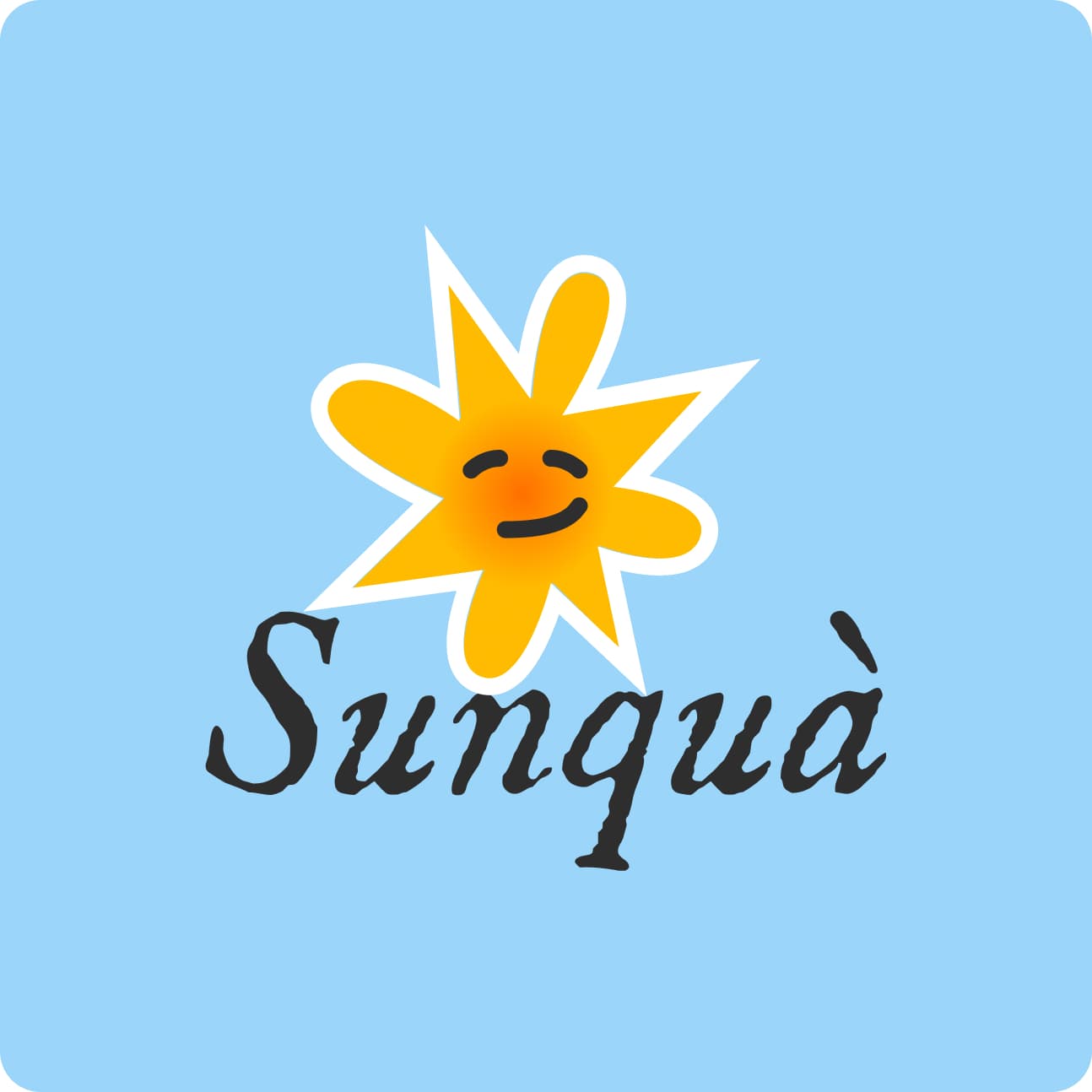 Sunquà app logo on a blue background